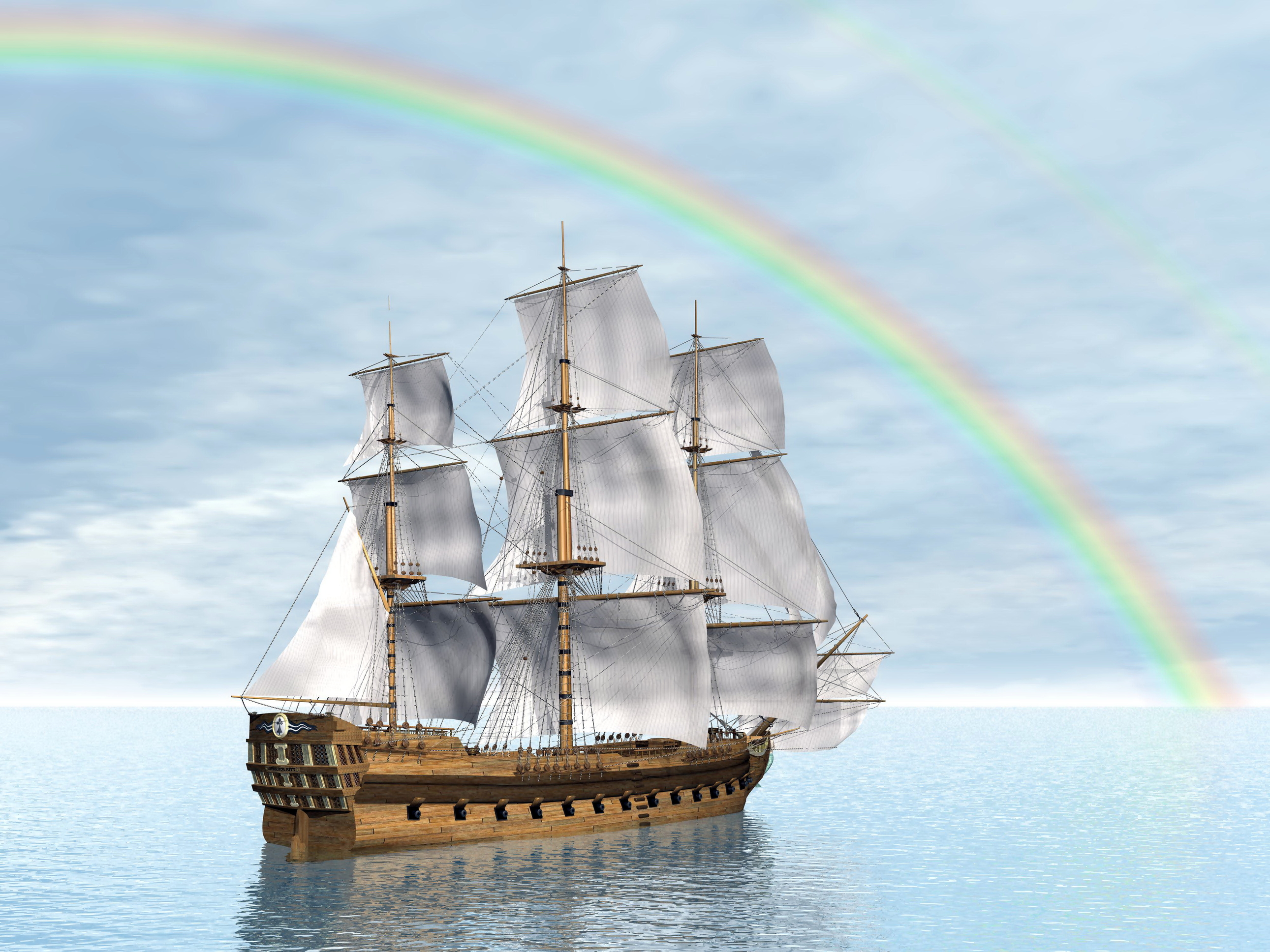 Tall Ship and Rainbow